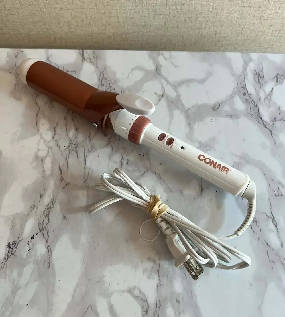 Conair Double Ceramic 1-inch Curling Iron Model CD703GN White and Rose Gold